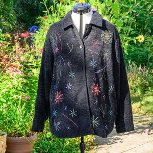 White Stag Vtg Chenille Charming Jkt w/embroidered sparkling Holiday decorations